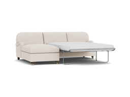 Cream Fabric 3.5 Seater Sofabed With Chaise - Traditional Fold Out Custom Sofa Bed - Helston Range