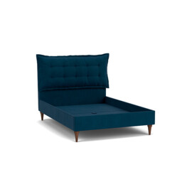 Blue Velvet King Size Bed Frame - Traditional Low End With Large Headboard In Easy Clean Velvet - Lyndhurst Range