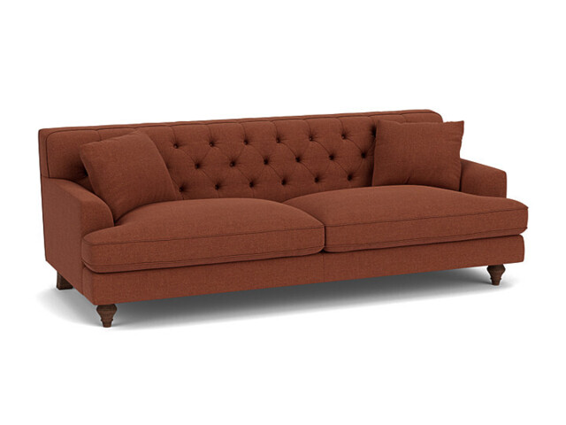 Red Velvet 4 Seater Sofa - Traditional Button Back Custom Sofa In Easy Clean Velvet - Charnwood Range - image 1