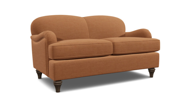Orange Velvet 2 Seater Sofa - Traditional Style Custom Sofa In Stain Resistant Velvet - Lincoln Range - image 1