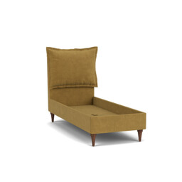 Yellow Velvet Single Bed Frame - Traditional Low End With Large Headboard In Stain Resistant Velvet - Lyndhurst Range