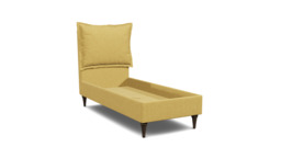 Yellow Velvet Single Bed Frame - Traditional Low End With Large Headboard In Stain Resistant Velvet - Lyndhurst Range