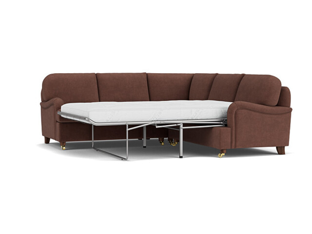 Purple Velvet 2X2 Seater Corner Sofabed - Traditional Fold Out Custom Sofa Bed In Easy Clean Velvet - Helston Range - image 1