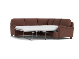 Purple Velvet 2X2 Seater Corner Sofabed - Traditional Fold Out Custom Sofa Bed In Easy Clean Velvet - Helston Range - thumbnail 1