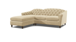 Cream 2 Seater Corner Sofa - Traditional Chesterfield Style Fabric Luxury Premium Corner Sofa - Payton Range - thumbnail 1