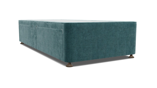 Teal Velvet Single Bed Divan - Modern Style Divan Base In Stain Resistant Velvet - Barnsley Range - image 1