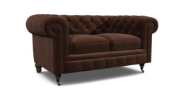 Brown Velvet 2 Seater Sofa - Traditional Chesterfield Style Custom Sofa In Easy Clean Velvet - Harrington Range - thumbnail 1