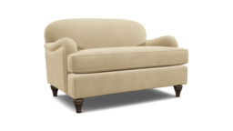 Cream Fabric Loveseat Armchair - Traditional Snuggler Cuddler Custom Arm Chair - Lincoln Range - thumbnail 1