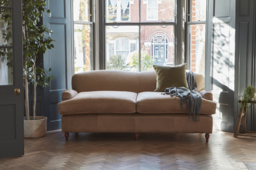 Cream Fabric Loveseat Armchair - Traditional Snuggler Cuddler Custom Arm Chair - Lincoln Range - thumbnail 9