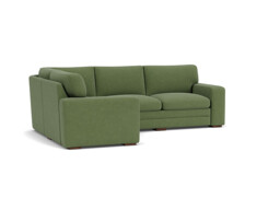 Green Linen 3X1.5 Seater Corner Sofa - Modern Fold Out Custom Sofa Bed - Sloane Range
