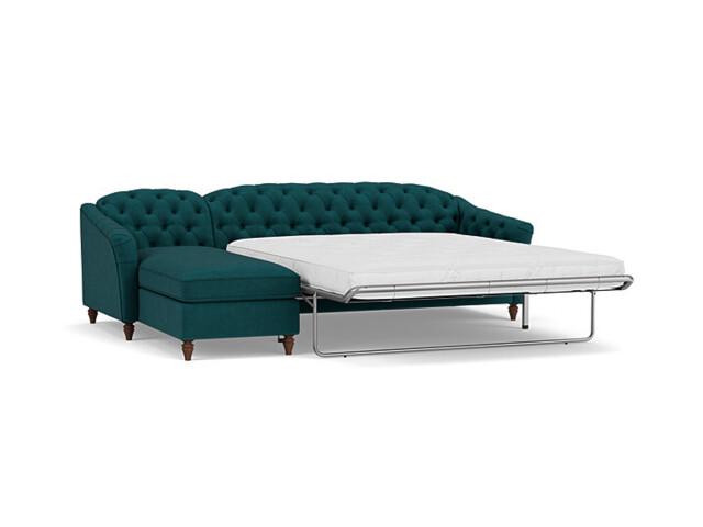 Sophisticated Payton Teal 3.5 Seater Versatile Chaise Sofa Bed, Deep Button Detailing and Customisable - Darlings of Chelsea - image 1