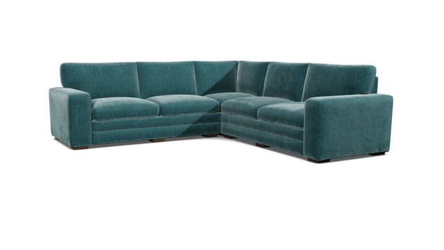 Teal Velvet 3X3 Seater Corner Sofabed - Modern Fold Out Custom Sofa Bed In Stain Resistant Velvet - Sloane Range - image 1