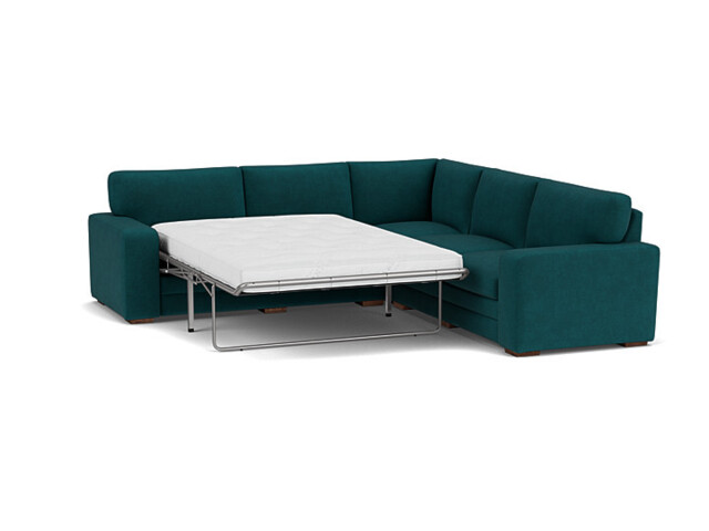 Teal Velvet 3X3 Seater Corner Sofabed - Modern Fold Out Custom Sofa Bed In Stain Resistant Velvet - Sloane Range - image 1