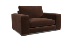 Brown Velvet Loveseat Armchair - Modern Snuggle Cuddler Custom Arm Chair In Easy Clean Velvet - Ashdown Range - thumbnail 1