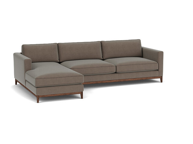 Brown Velvet 2 Seater Sofa With Left Chaise - Modern Style Custom Sofa In Easy Clean Velvet - Darwin Range - image 1
