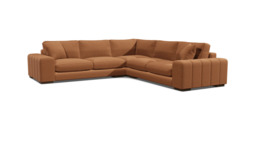 Orange Velvet 4 Seater Corner Sofa - Modern Style Custom Sofa In Stain Resistant Velvet - Epping Range - thumbnail 1