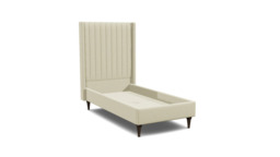 White Chenille Single Bed Frame - Modern Style Bed With Headboard In Stain Resistant Chenille - Wokingham Range - thumbnail 1