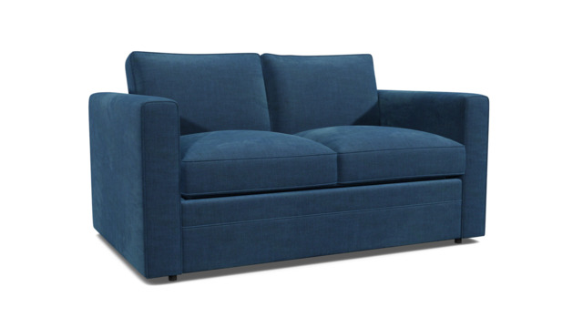 Blue Velvet 2 Seater Sofabed - Modern Fold Out Custom Sofa Bed In Easy Clean Velvet - Bromley Range - image 1