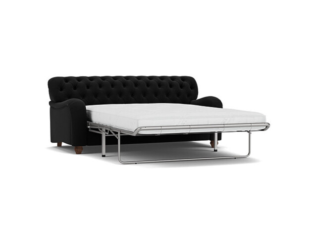 Black Velvet 3.5 Seater Sofabed - Traditional Fold Out Custom Sofa Bed In Easy Clean Velvet - Bakewell Range - image 1