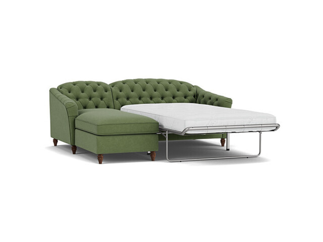 Sophisticated Payton Green 2 Seater Versatile Chaise Sofa Bed, Deep Button Detailing and Customisable - Darlings of Chelsea - image 1
