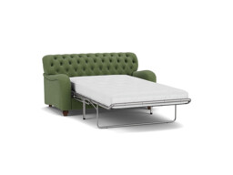 Green Linen 2 Seater Sofabed - Traditional Button Back Custom Sofa - Bakewell Range