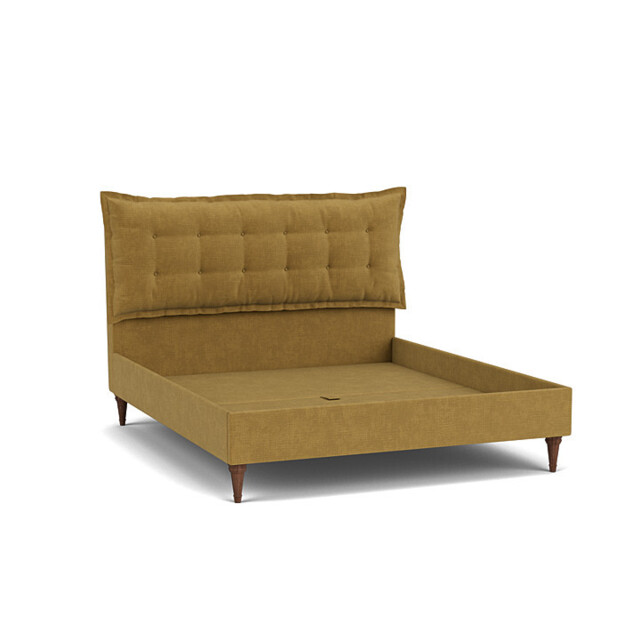 Yellow Velvet Super King Size Bed Frame - Traditional Low End With Large Headboard In Stain Resistant Velvet - Lyndhurst Range - image 1