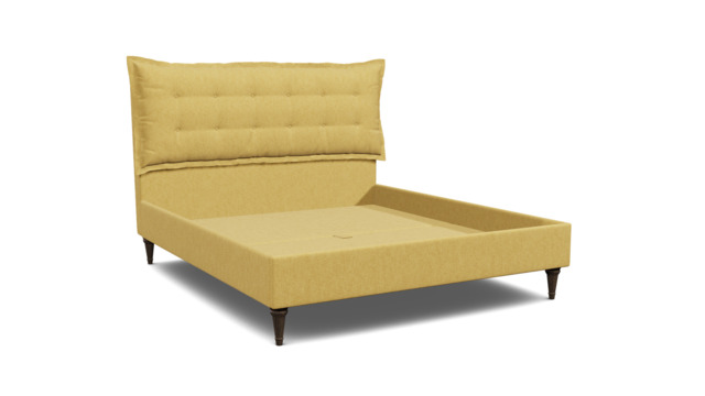 Yellow Velvet Super King Size Bed Frame - Traditional Low End With Large Headboard In Stain Resistant Velvet - Lyndhurst Range - image 1