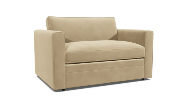 Cream Fabric Loveseat Armchair Sofabed - Modern Pull Out Chair Bed - Bromley Range - image 1