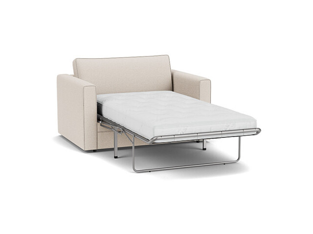 Cream Fabric Loveseat Armchair Sofabed - Modern Pull Out Chair Bed - Bromley Range - image 1