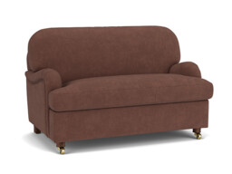 Purple Velvet Loveseat Armchair - Traditional Snuggler Cuddler Custom Arm Chair In Easy Clean Velvet - Helston Range