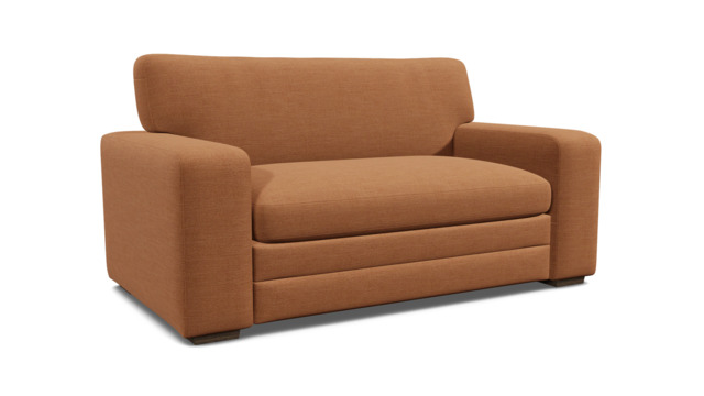 Orange Velvet Loveseat Armchair - Modern Snuggle Cuddler Custom Arm Chair In Stain Resistant Velvet - Sloane Range - image 1