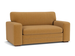 Orange Velvet Loveseat Armchair - Modern Snuggle Cuddler Custom Arm Chair In Stain Resistant Velvet - Sloane Range - thumbnail 1