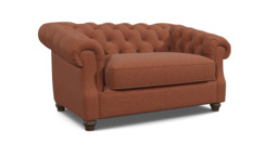 Red Velvet Loveseat Armchair - Traditional Snuggler Cuddler Custom Arm Chair In Easy Clean Velvet - Wantage Range