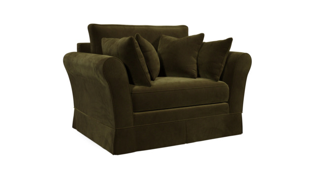 Green Linen Loveseat Armchair - Traditional Snuggler Cuddler Custom Arm Chair - Jude Range - image 1