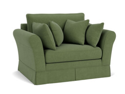 Green Linen Loveseat Armchair - Traditional Snuggler Cuddler Custom Arm Chair - Jude Range