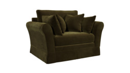 Green Linen Loveseat Armchair - Traditional Snuggler Cuddler Custom Arm Chair - Jude Range - thumbnail 1