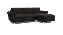Black 3.5 Seater Corner Sofa - Modern Style Fabric Luxury Premium Corner Sofa - Kendal Range - thumbnail 1
