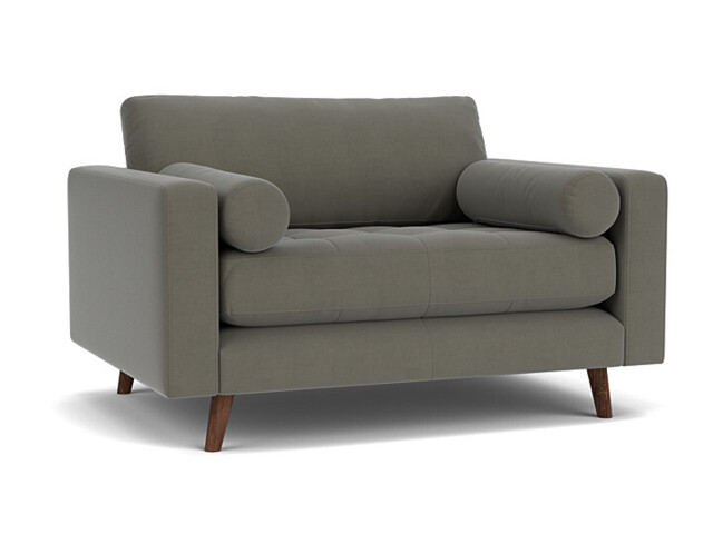 Grey Fabric Loveseat Armchair - Modern Snuggle Cuddler Custom Arm Chair In Easy Clean Fabric - Shoreditch Range - image 1