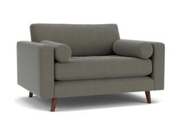 Grey Fabric Loveseat Armchair - Modern Snuggle Cuddler Custom Arm Chair In Easy Clean Fabric - Shoreditch Range - thumbnail 1
