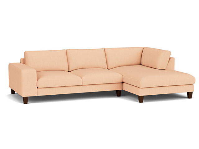 Pink Velvet 2 Seater Sofa With Chaise - Modern Style Custom Sofa In Stain Resistant Velvet - Kingly Range - image 1