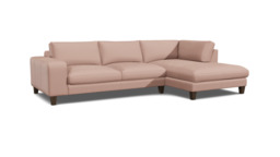 Pink Velvet 2 Seater Sofa With Chaise - Modern Style Custom Sofa In Stain Resistant Velvet - Kingly Range - thumbnail 1
