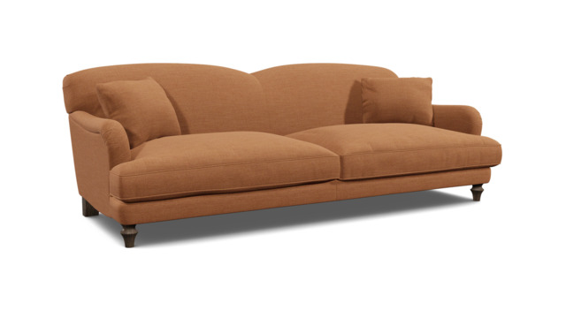 Orange Velvet 4 Seater Sofa - Traditional Style Custom Sofa In Stain Resistant Velvet - Evelyn Range - image 1