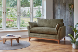 Blue Velvet Loveseat Armchair - Modern Snuggle Cuddler Custom Arm Chair In Easy Clean Velvet - Exmouth Range - thumbnail 2