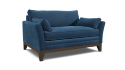 Blue Velvet Loveseat Armchair - Modern Snuggle Cuddler Custom Arm Chair In Easy Clean Velvet - Exmouth Range