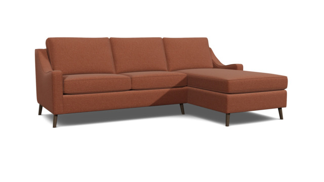 Mid-Century Weymouth 3.5 Seater Red Chaise Sofa Bed, 170+ Customisation Options, UK Crafted - Darlings of Chelsea - image 1