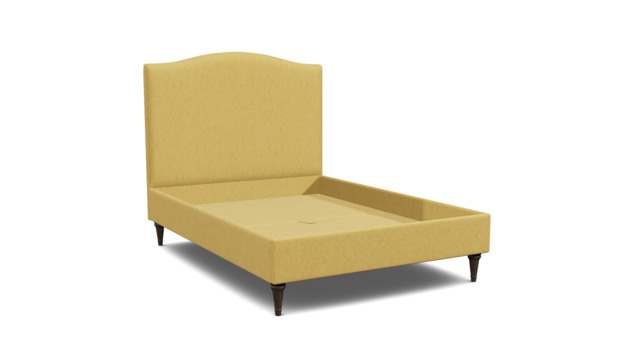 Yellow Velvet Double Bed Frame - Traditional Low End With Large Headboard In Stain Resistant Velvet - Avebury Range - image 1