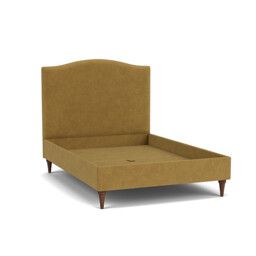 Yellow Velvet Double Bed Frame - Traditional Low End With Large Headboard In Stain Resistant Velvet - Avebury Range - thumbnail 1