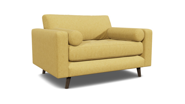 Yellow Velvet Loveseat Armchair - Modern Snuggle Cuddler Custom Arm Chair In Stain Resistant Velvet - Shoreditch Range - image 1
