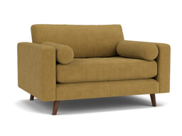 Yellow Velvet Loveseat Armchair - Modern Snuggle Cuddler Custom Arm Chair In Stain Resistant Velvet - Shoreditch Range