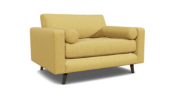 Yellow Velvet Loveseat Armchair - Modern Snuggle Cuddler Custom Arm Chair In Stain Resistant Velvet - Shoreditch Range